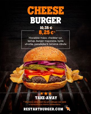 🌟 Urobte si deň chutnejším s naším výhodným take-away menu! V Restart Burger vám ponúkame šťavnatý Cheese Burger, ktorý si...